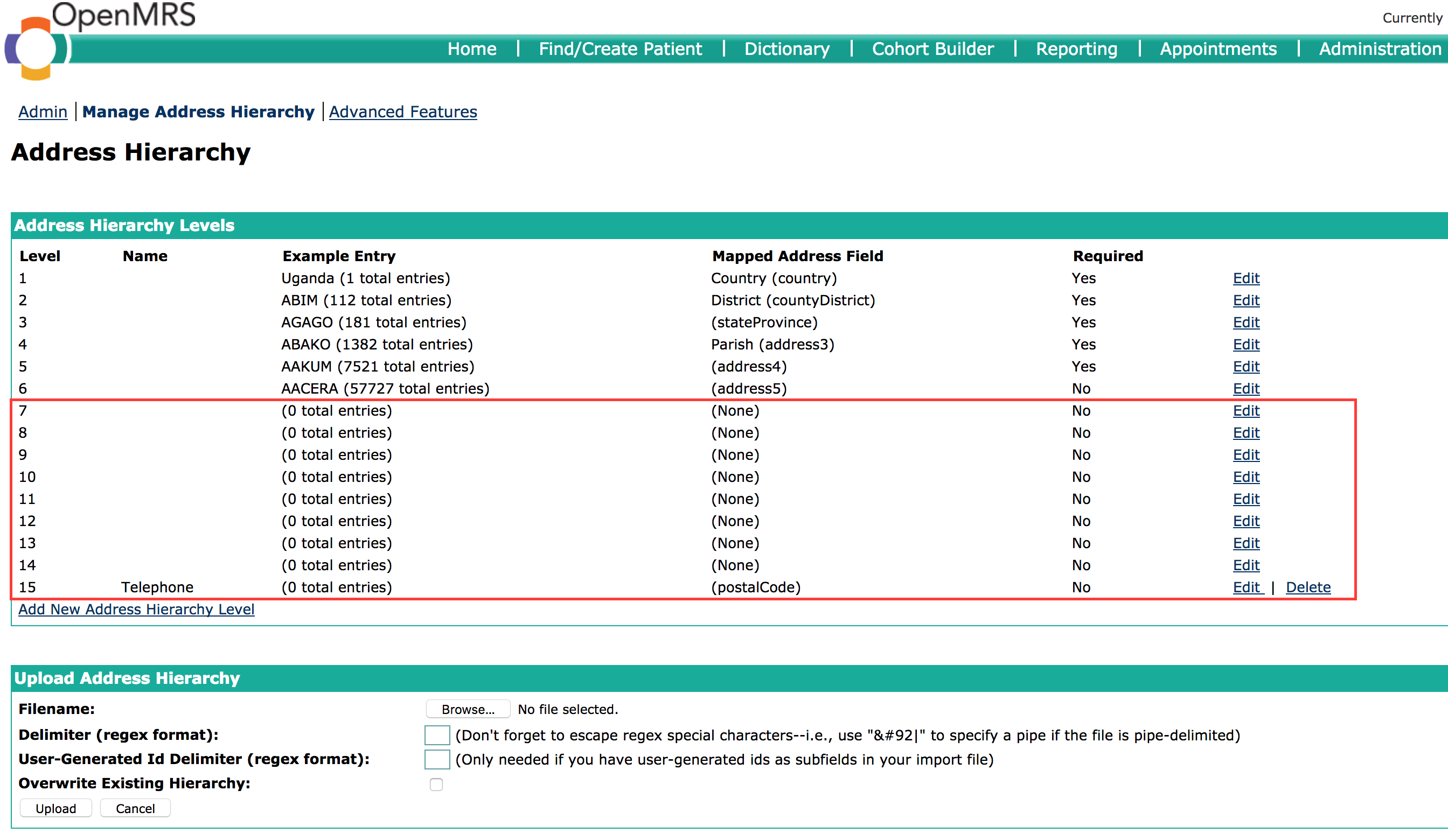 Cleanup Address Hierarchy Levels