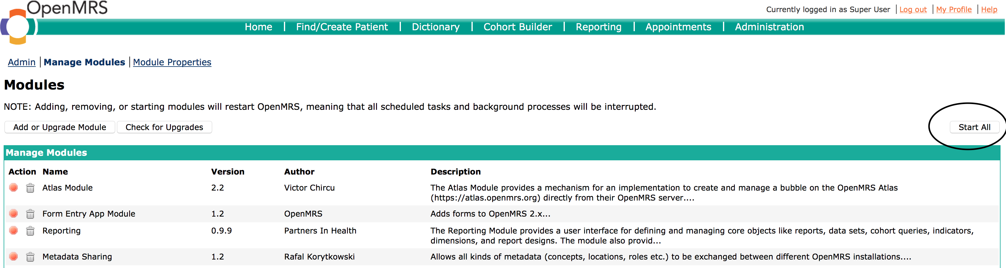 Start All Modules