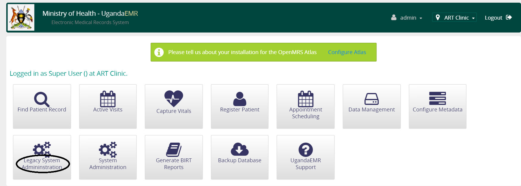 Legacy System Adminstration Link