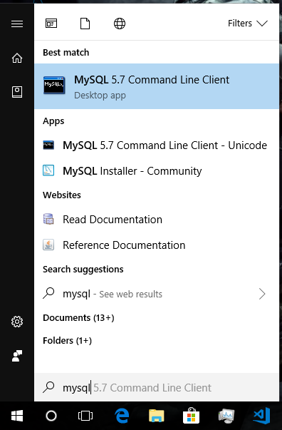 Launch mysql client