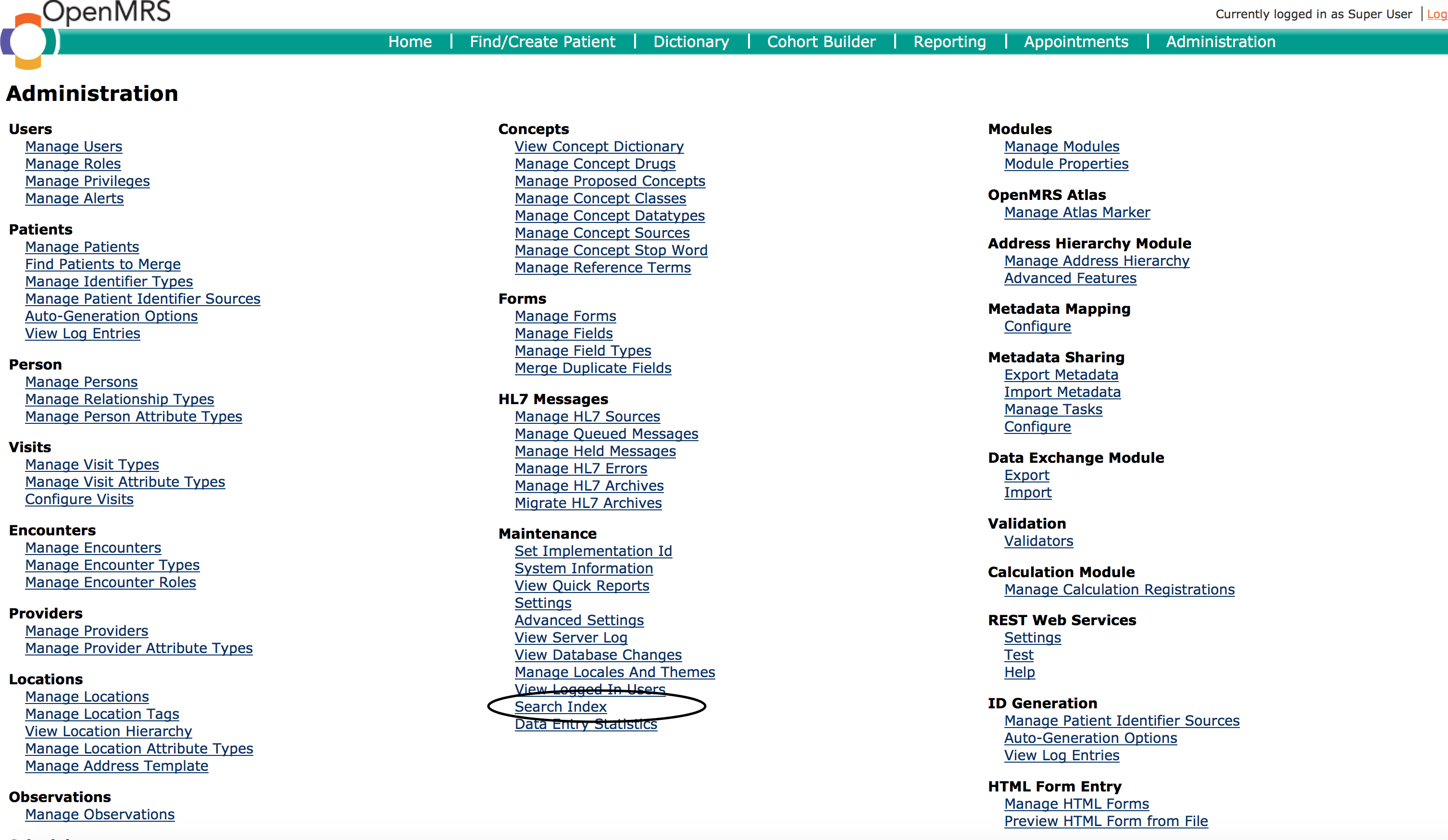 Search Index Link