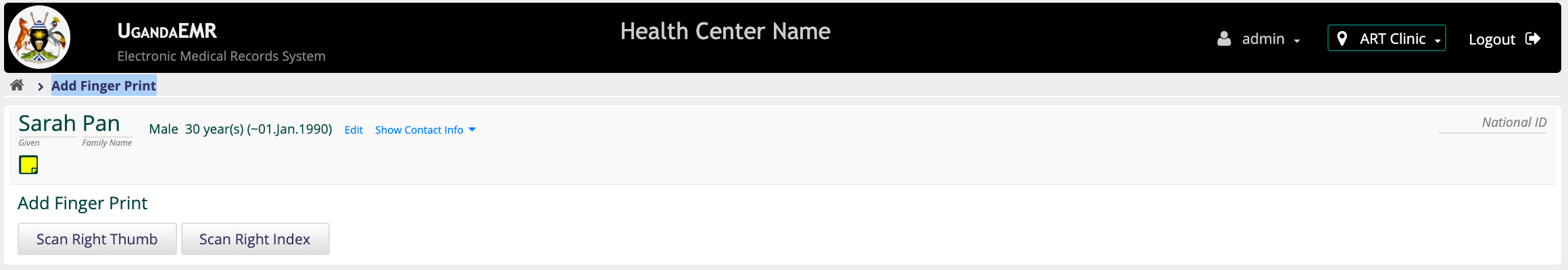 Add Fingerprint Page